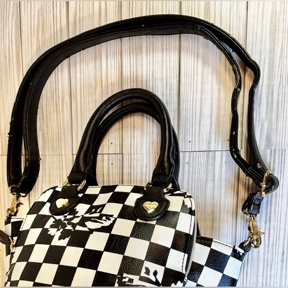 Betsey Johnson Black and White Checkered Satchel - Picture 9 of 15
